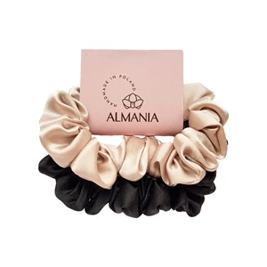 Набор из двух шелковых резинок для волос Almania - черная и розовое золото