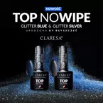 Claresa TOP NO WIPE GLITTER SILVER UV/LED Hybrid Top 5g