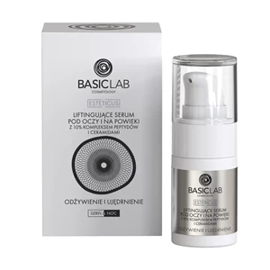 BasicLab Ліфтингова сироватка для повік та шкіри навколо очей з 10% пептидним комплексом та керамідами для живлення та зміцнення 15мл