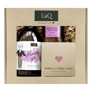 LaQ Zestaw prezentowy Magnolia i Różowy pieprz (żel 500ml + masło do twarzy 200ml+ świeca) 