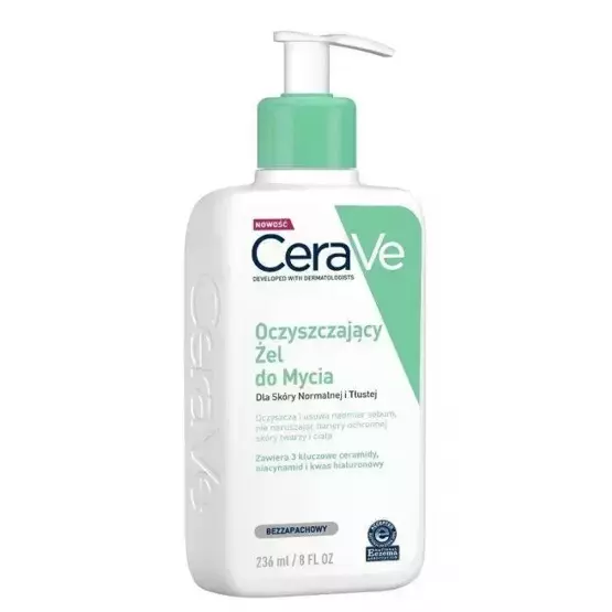 CeraVe Очищуючий гель для вмивання тіла та обличчя для нормальної та жирної шкіри 473 мл